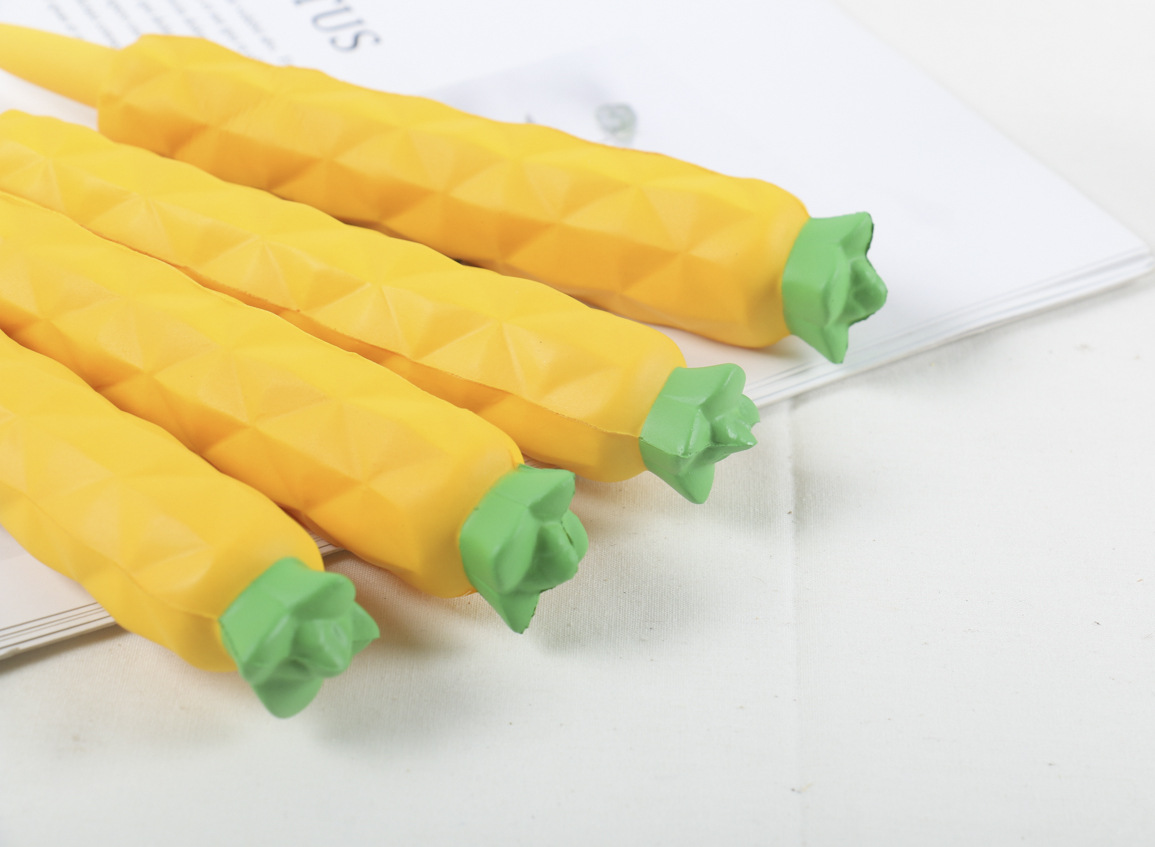 创意卡通造型中性笔 海绵减压签字笔 菠萝发泄中性笔学生写字笔黑