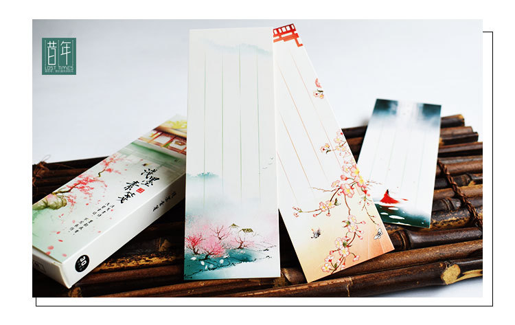 昔年原创浅墨素笺创意 书签空白diy卡片唯美古风彩色书签手绘礼品