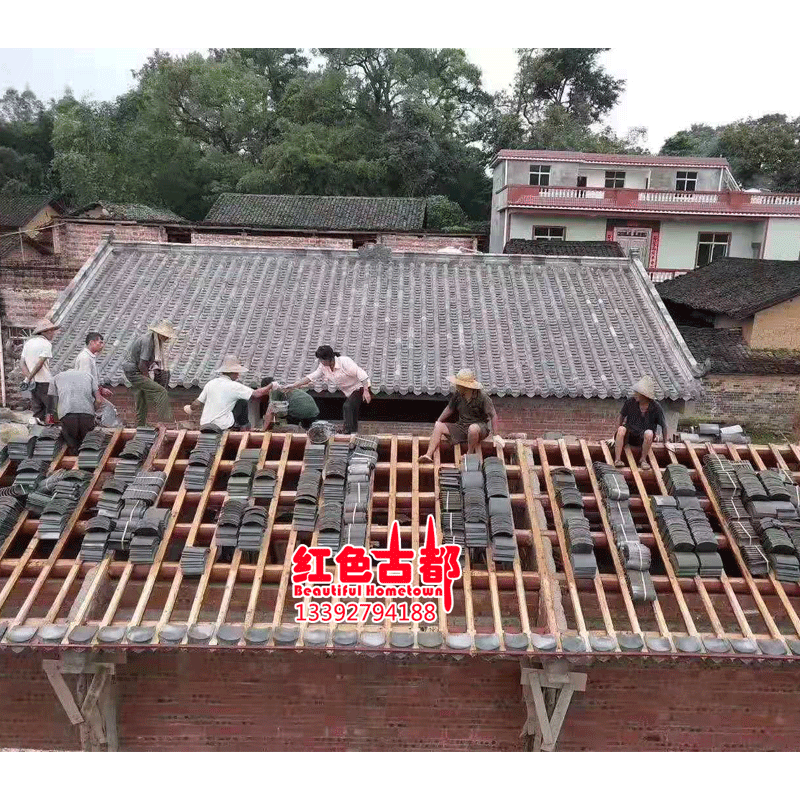 仿古建筑寺庙四合院青瓦祠堂长廊苏杭小青瓦粘土脊瓦古建筑瓦片