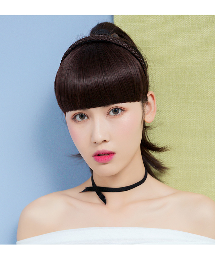 假刘海假发女自然隐形齐刘海辫子发箍头帘可齐可斜刘海假发片