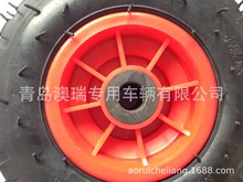 青岛厂家直销橡胶充气轮250-4小方块花纹8寸静音老虎车平板车轮子
