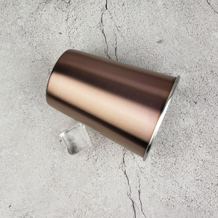 不锈钢卷边杯便利杯办公杯随行杯广告杯玫瑰金黄钛金真空镀膜定制