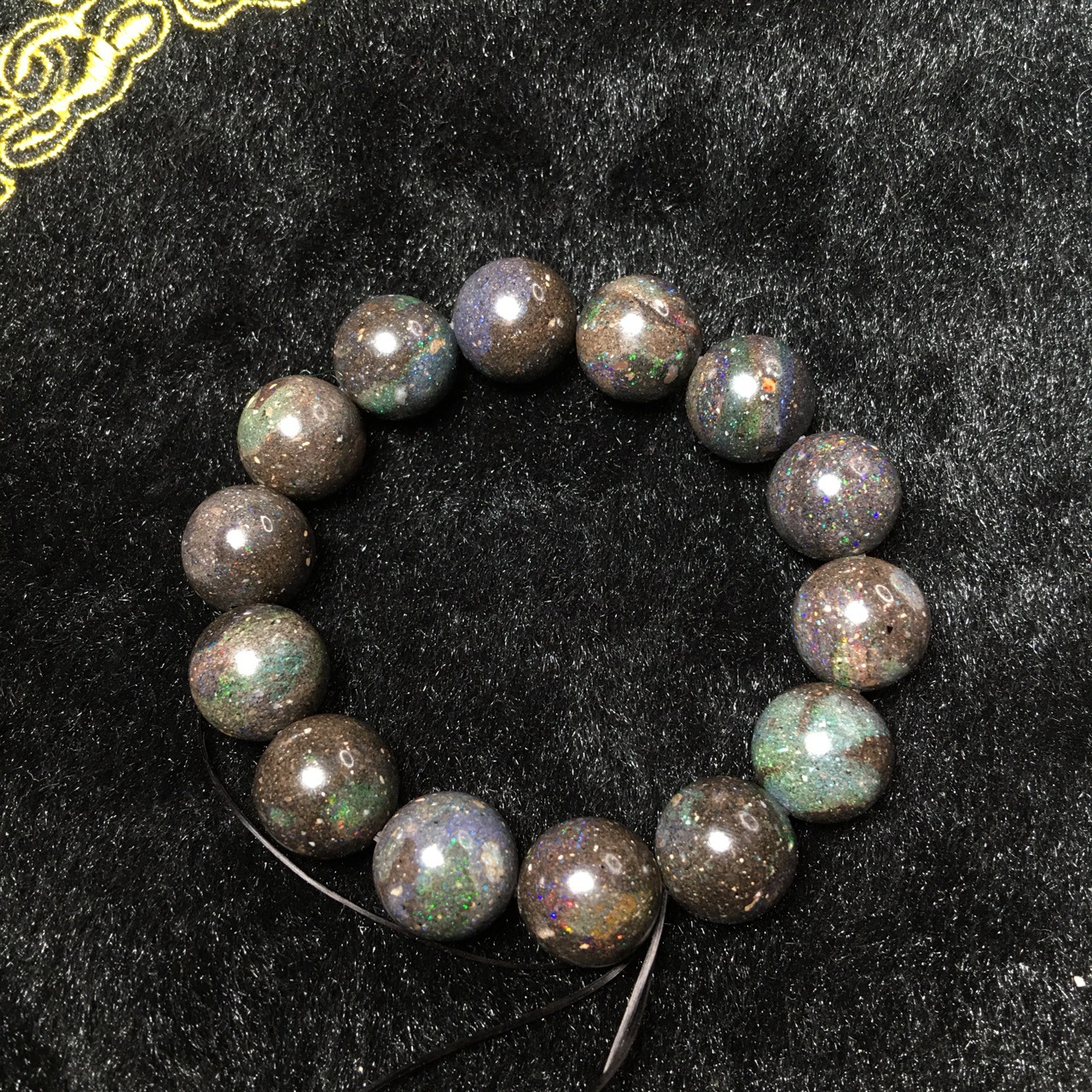 欧泊 澳洲黑欧泊手链 七彩欧泊手串