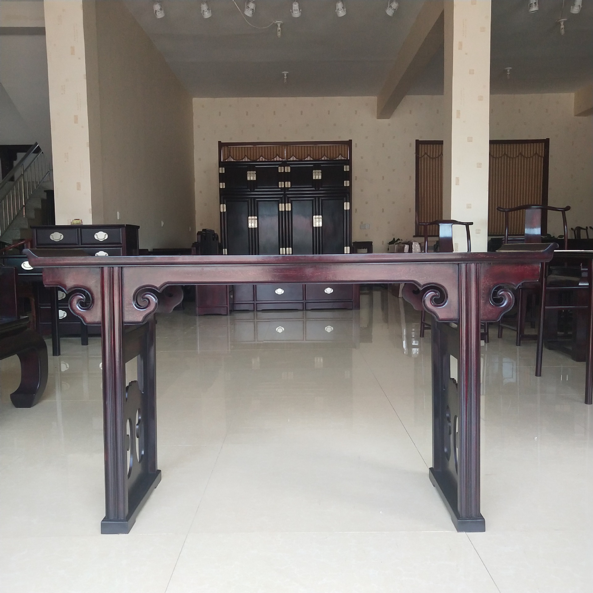 红木家具赞比亚血檀翘头条案 实木供桌明式佛桌案台 厂家一件批发