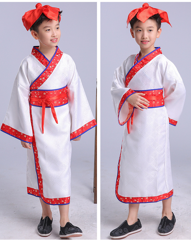 儿童古装演出服国学班书生汉服书童幼儿园三字经弟子规孔子表演服