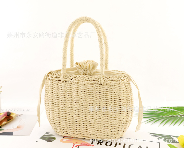 厂价新款纸绳手提包草编包时尚休闲编织包沙滩包女包一件代发