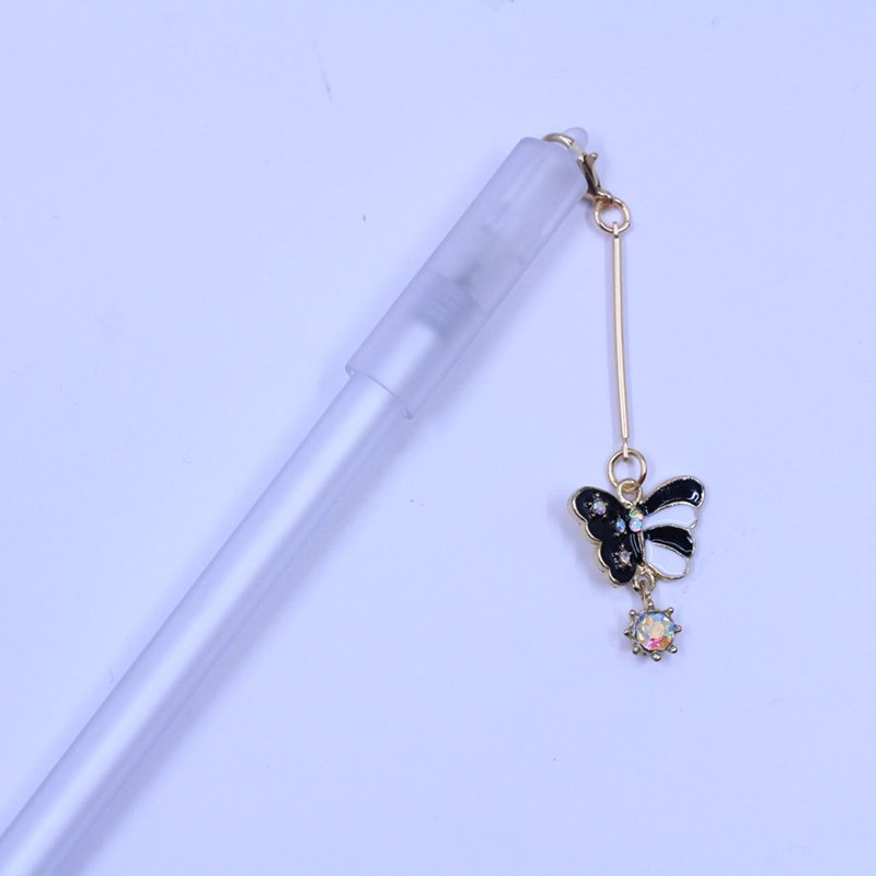 韩国创意可爱多色蝴蝶吊坠中性笔小仙女网红蝴蝶挂件笔黑水笔礼品