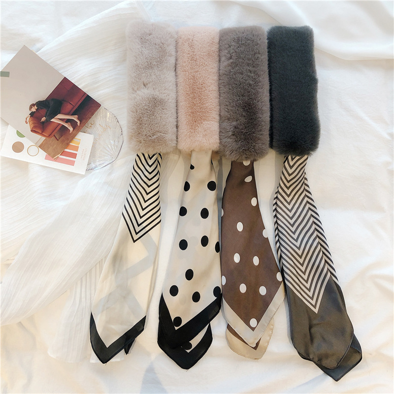 Autumn and Winter Scarf Imitate Rex Rabbit Fur Dongdaemun Ribbon Scarf Woolen Artificial Silk Ribbon Warm All-Matching Special Offer Clear