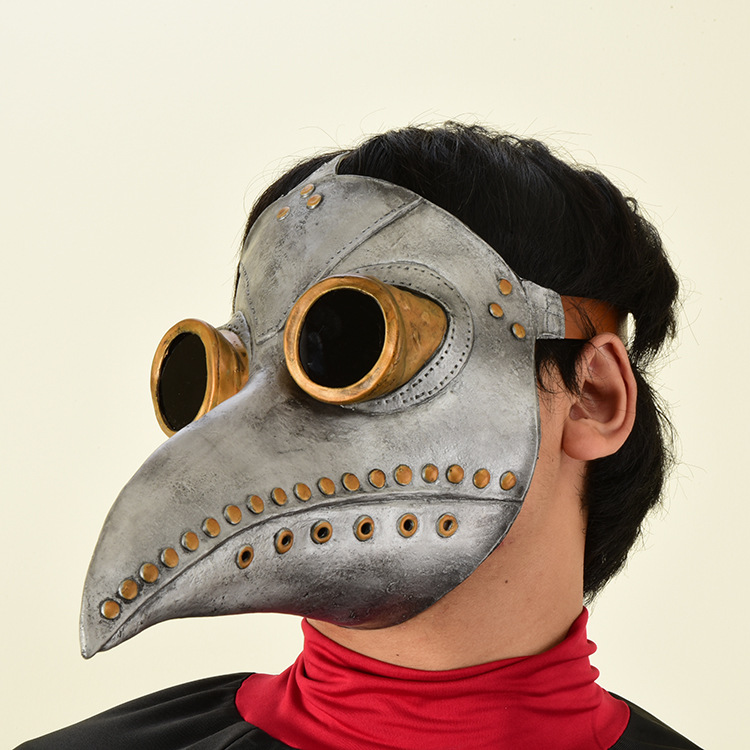 中世纪复古瘟疫巫医瘟疫乌鸦乳胶面具蒸汽朋克鸟嘴巫医面具