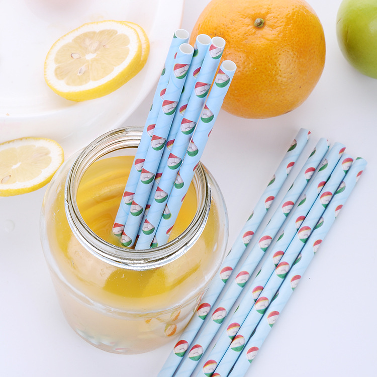 卡通足球纸吸管 派对创意环保一次性纸吸管 生日聚会休闲饮料吸管