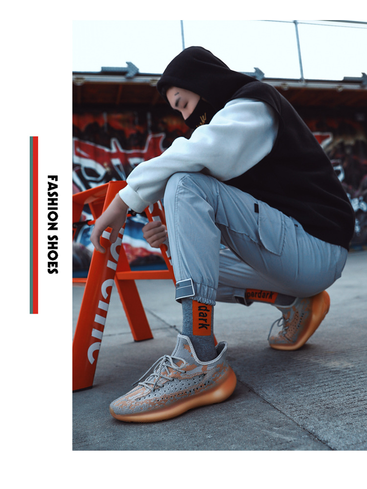 2019冬季新款鱼鳞椰子运动鞋350v3男鞋韩版夜光潮鞋莆田真爆厚底