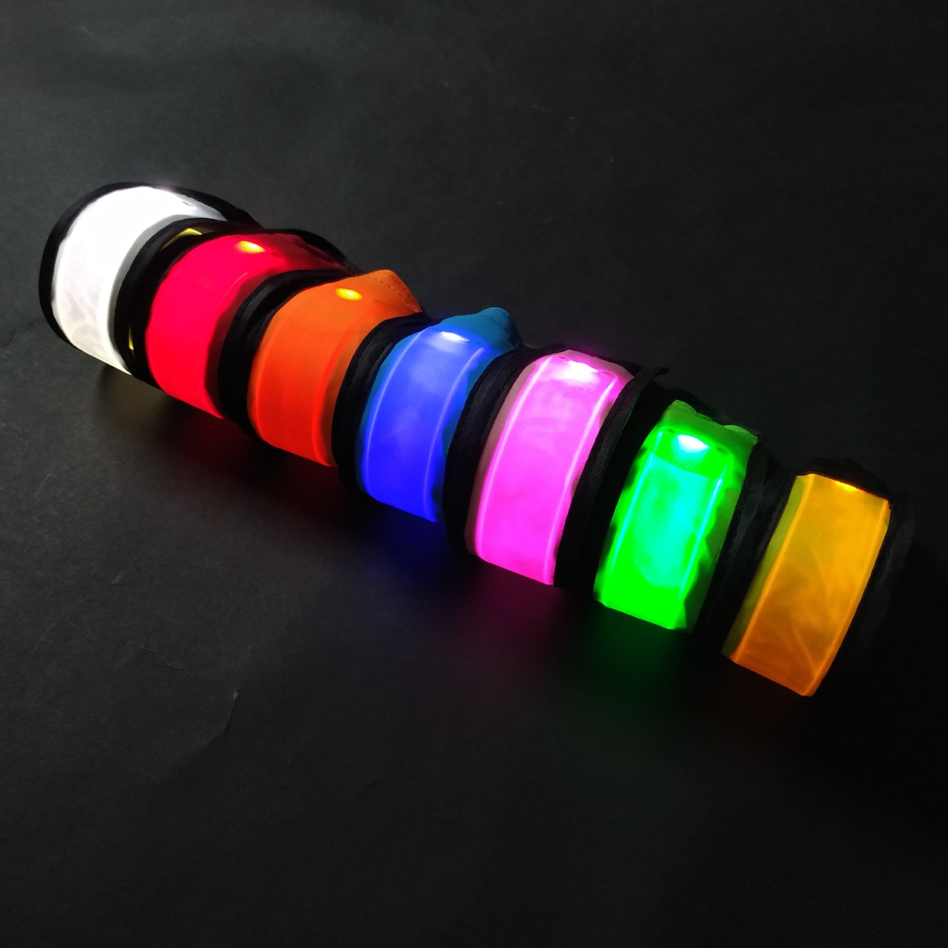 运动发光led发光拍拍圈 骑行运动尼龙腕带夜光手臂带发光啪啪手环