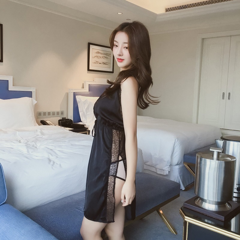 情趣女装新款高端情趣内衣诱惑性感露背吊带开叉睡裙性感蕾丝套装