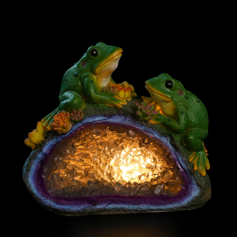 批发太阳能树脂灯庭院花园草坪青蛙灯厂家直供太阳能动物造型灯