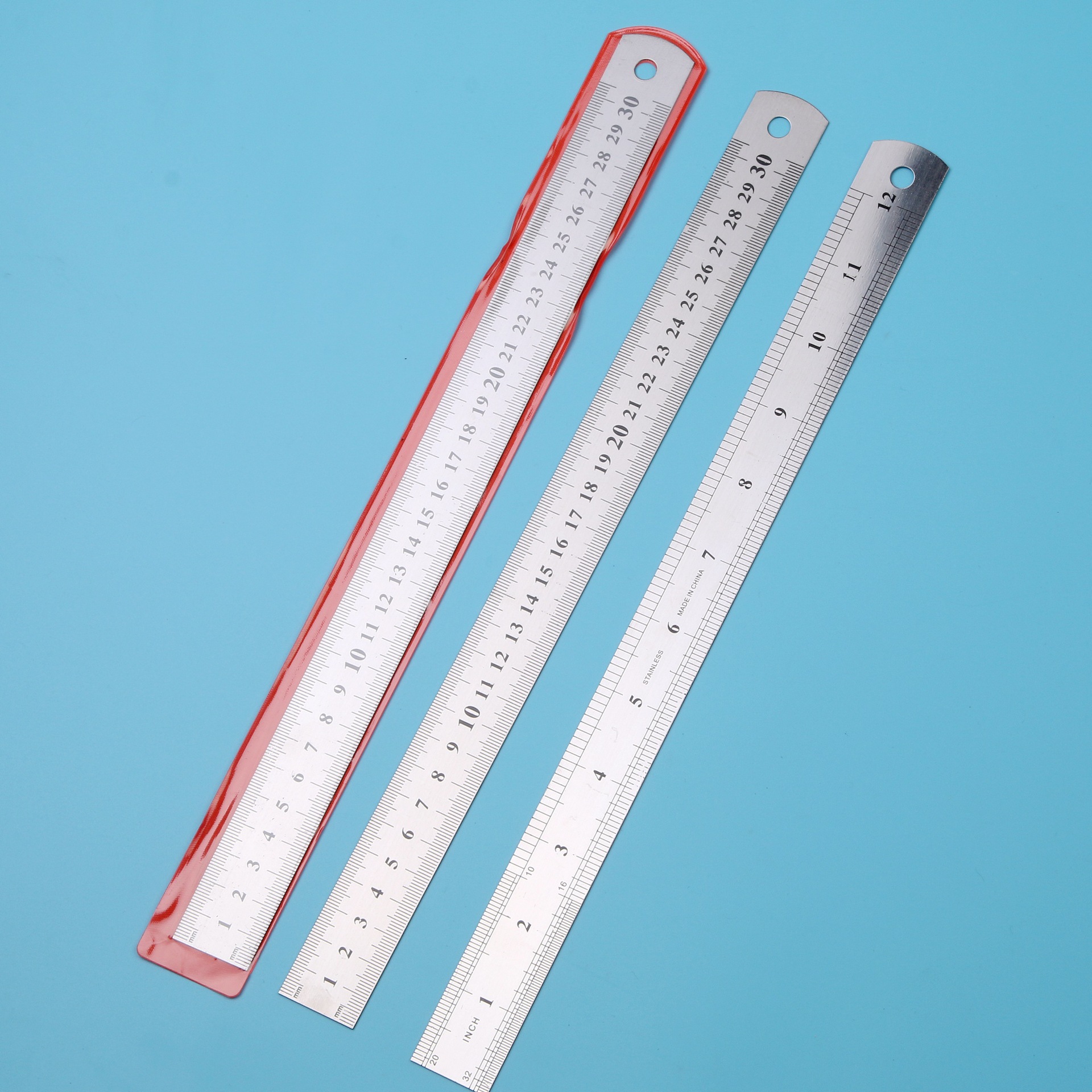 源头厂货批发 30cm公分钢直尺子不锈钢直尺子办公文具金属尺子