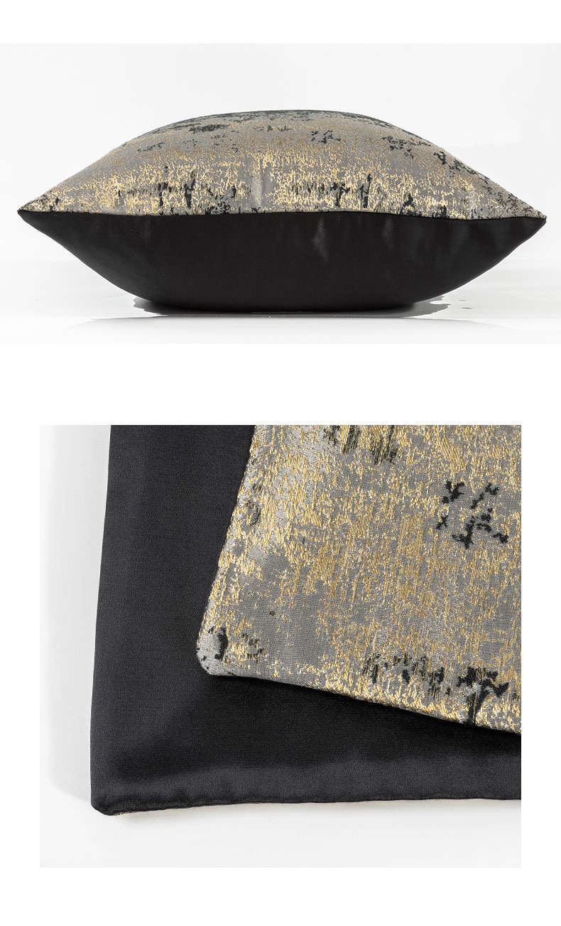 新古典银桦色轻奢现代中式软装抱枕样板间银色金色纹理艺术感靠垫