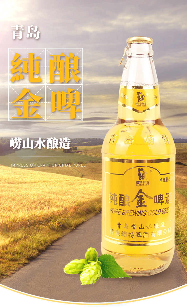 青岛崂特啤酒纯酿金啤酒崂山泉水酿造500毫升12瓶批发青岛 商贸
