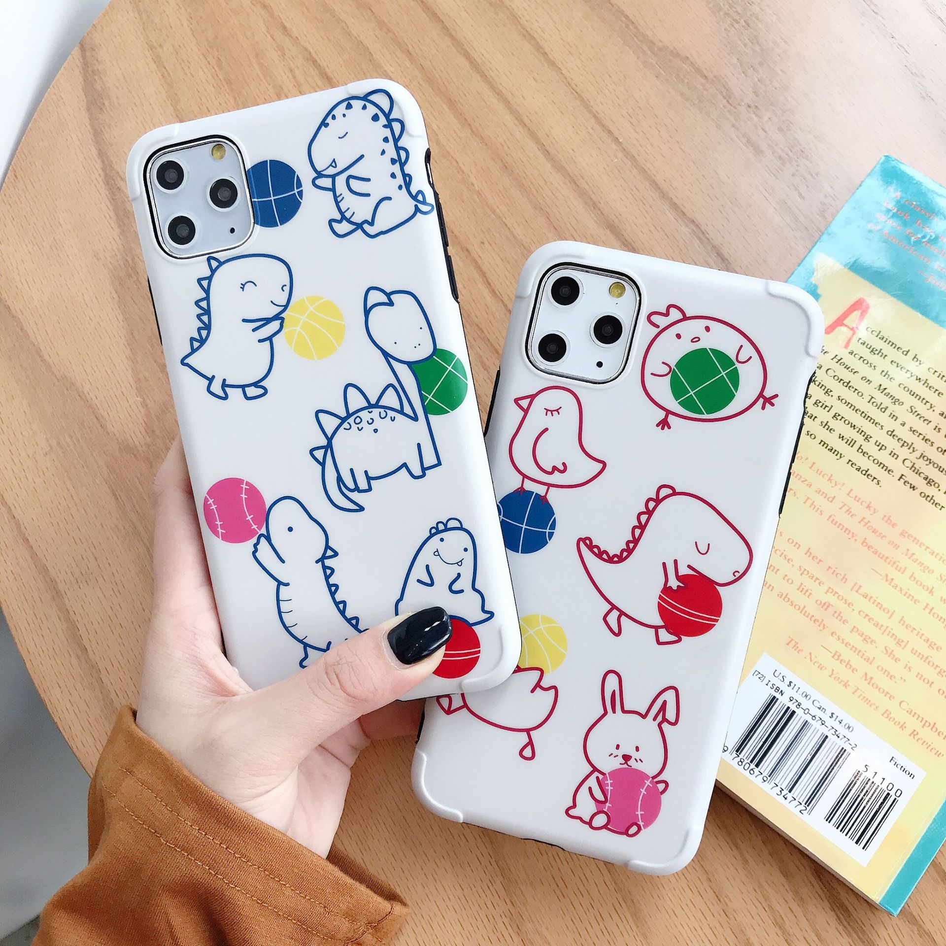 简笔画线条恐龙卡通适用iphone11手机壳苹果保护套xrsmax全包软壳