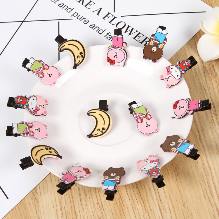 2019韩版流行儿童卡通小可爱鸭夹对夹小女孩边夹发饰满包邮