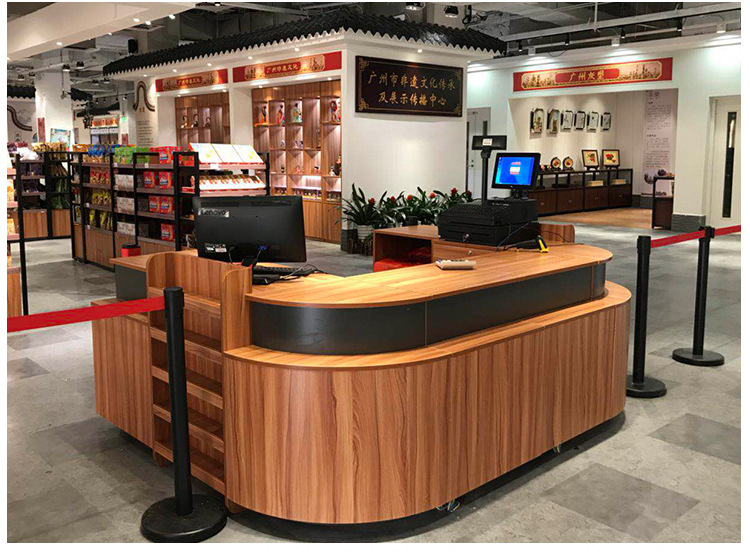 广州美承便利店收银台 超市实木收银台吧台烟酒柜 名创优品收银台