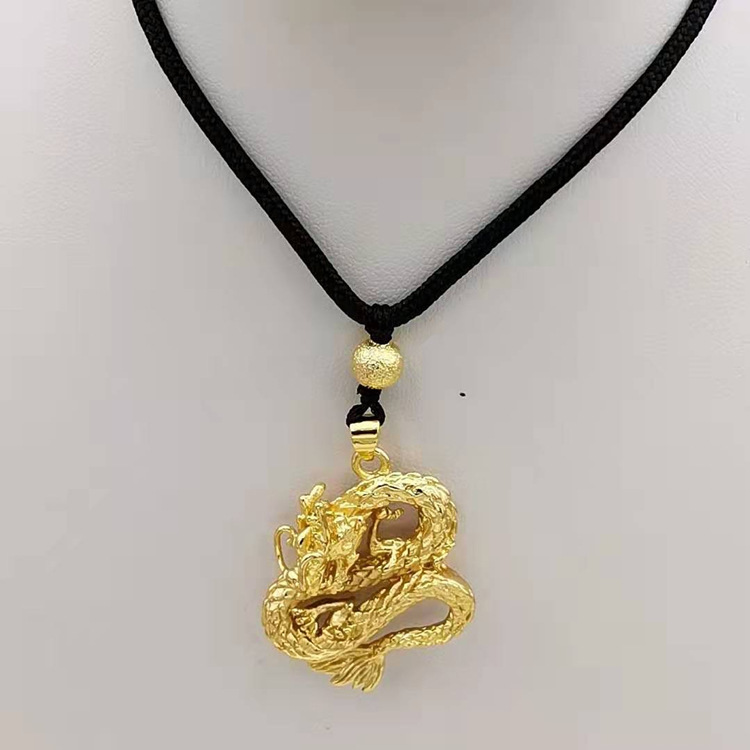 精品黄铜镀金祥龙男士吊坠电镀铜饰品仿黄金首饰实体电商货源批发