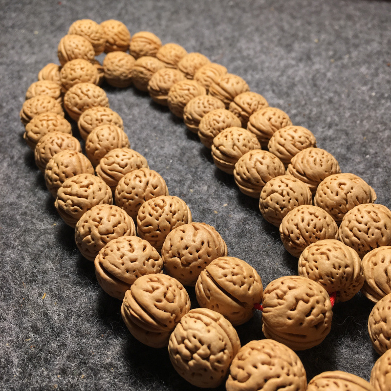 野生脑纹小桃核54颗手持近正圆脑纹桃胡佛珠文玩手把件手串车挂