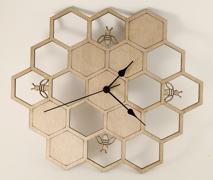 时尚创意蜂巢木头挂钟田园自然小蜜蜂保护协会墙面挂表时钟装饰