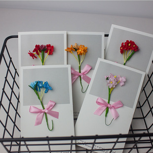 韩国创意满天星干花贺卡手工diy生日祝福卡 圣诞教师节留言感恩卡