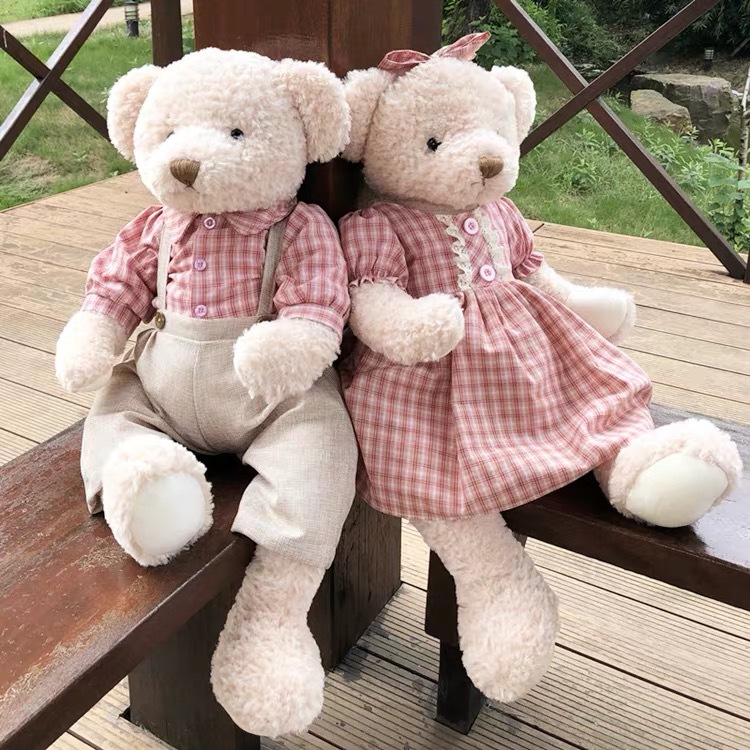 New Couple Magnet Teddy Bear Plush Toy Doll Wedding Press Bed Doll Wedding Gift