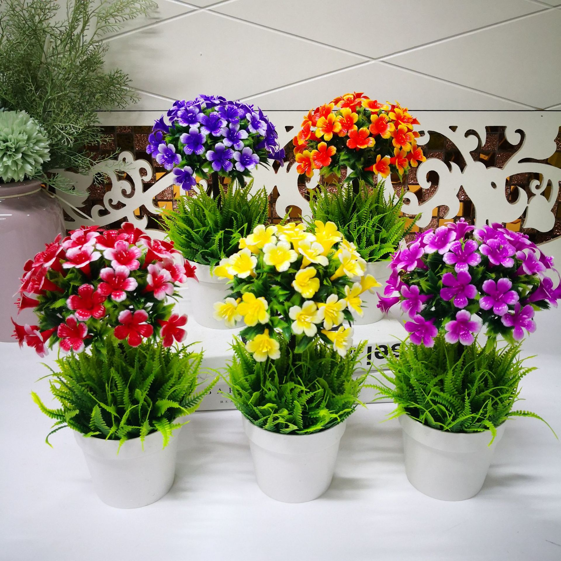 仿真花假花小盆景套装绿植盆栽家居创意装饰小盆花餐桌摆设多款