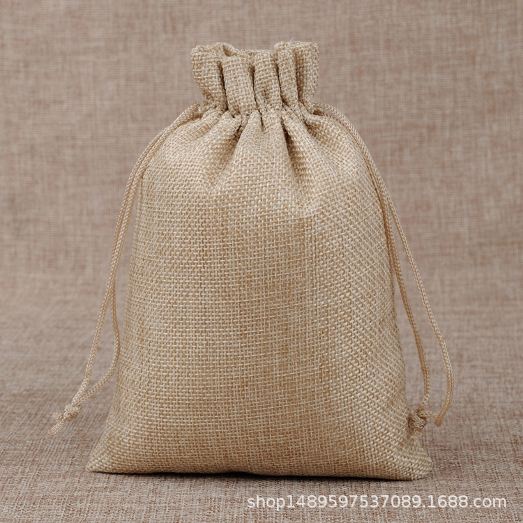 现货义乌麻布袋束口袋 复古大棉麻佛珠收纳袋 抽绳香包棉麻布袋