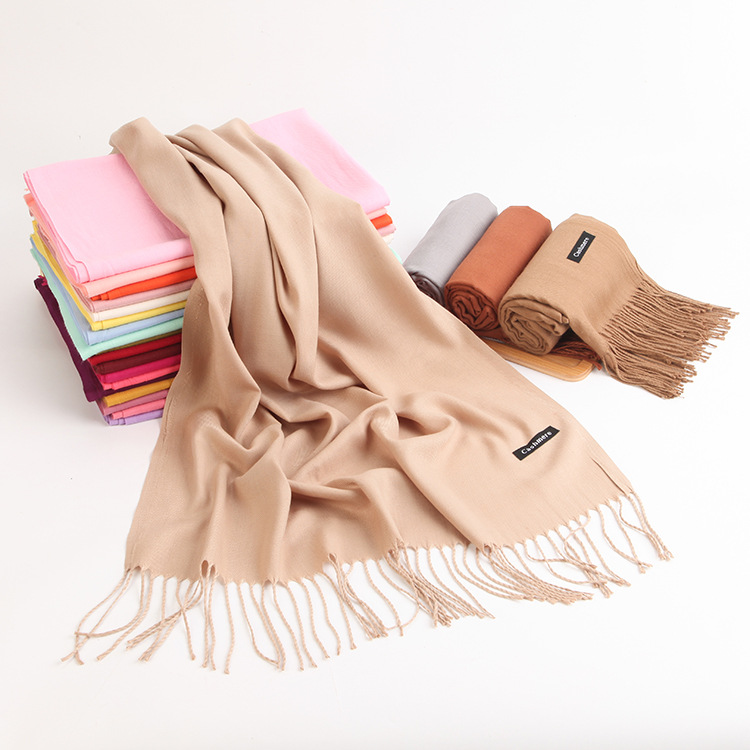 factory direct sales new cashmere scarf women‘s korean-style autumn and winter warm cashmere pure color gift scarf shawl