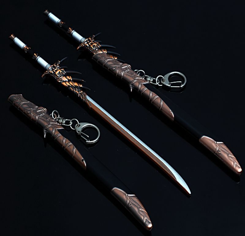 怪物猎人武器里奥雷乌斯雄火龙剑带鞘兵器模型钥匙扣手办22厘米