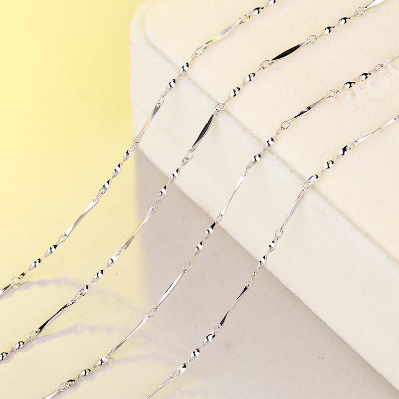 s925纯银饰品时尚项链女气质扭片链毛衣链银链批发吊坠配链批发