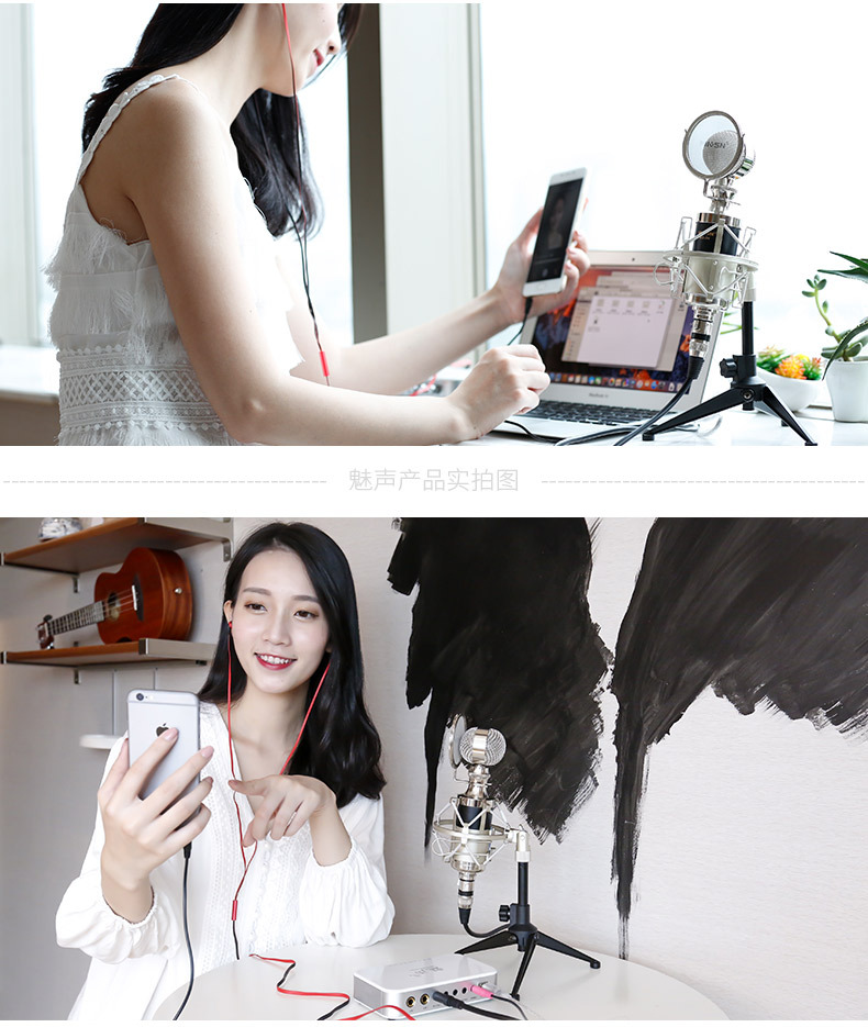 魅声t8-2 t800外置声卡套装电脑主直播手机快手录音 一件代发