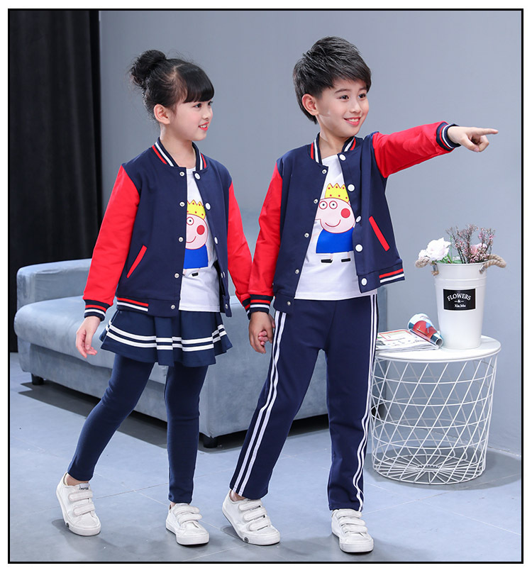 童装男女中大童春秋冬季亲子运动套装儿童纯棉棒球服开衫一件代发