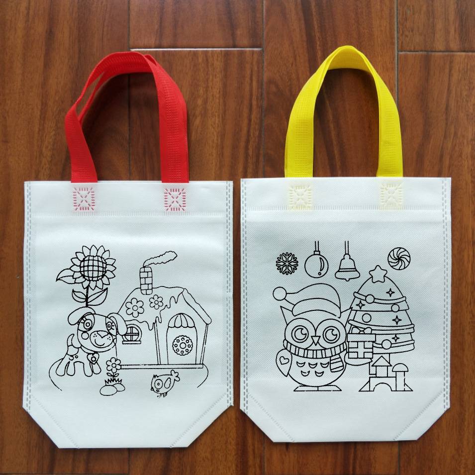 儿童绘画无纺布袋子幼儿园手工diy涂鸦制作填色 可定制其他图案