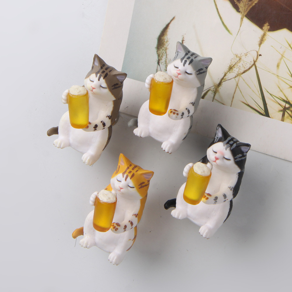创意立体新年装饰品日本啤酒猫醉猫流浪猫冰箱贴吸铁石留言贴磁