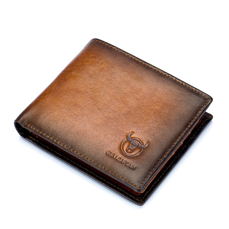 Bull Captain Guangzhou Baiyun Factory Wallet Men's Leather Short Anti-Theft Swiping Multiple Card Slots First Layer Soft Cowhide Wallet