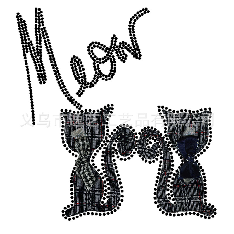 服装辅料 烫钻烫图 小猫图案 烫图设计 烫钻加工 树脂钻烫钻烫图