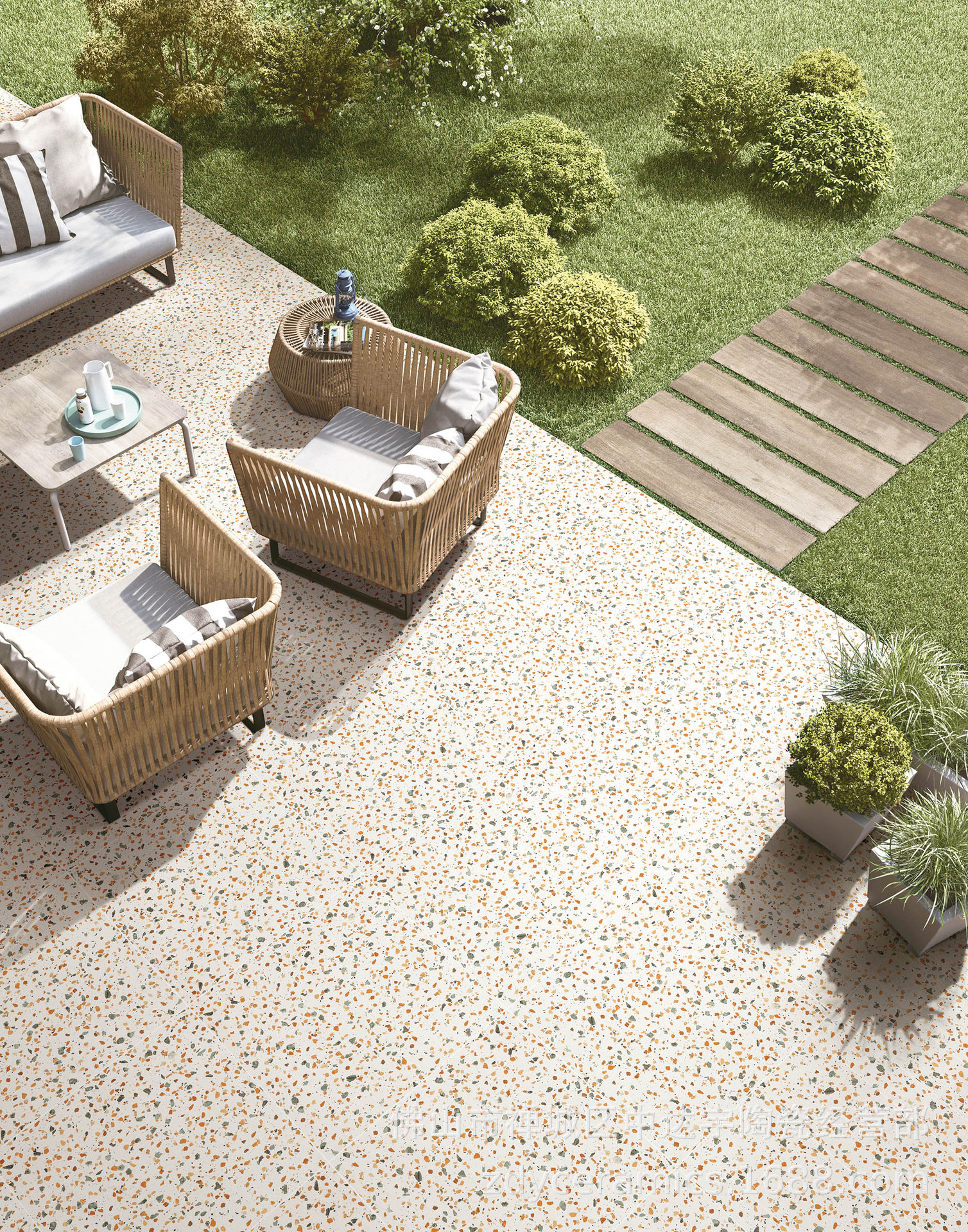 佛山600*600mm半抛彩色水磨石d哑光平面仿古防滑客厅厨房浴室瓷砖