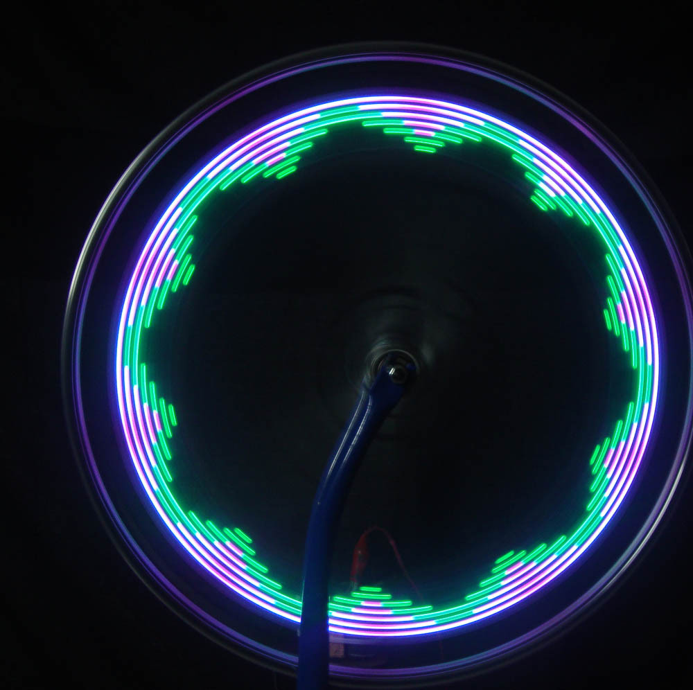 自行车双面风火轮钢丝灯14led32真彩图全彩警示感应车轮辐条灯105