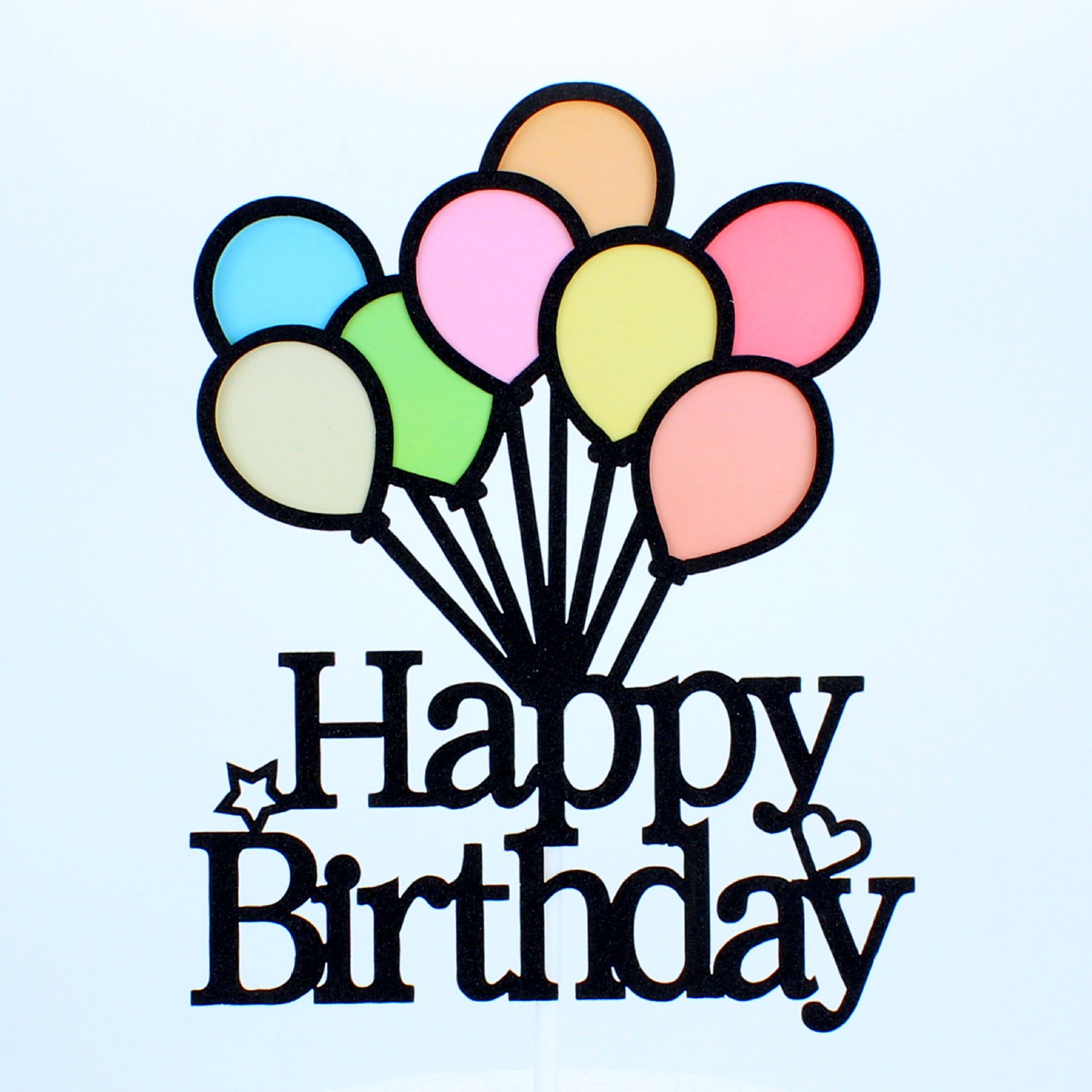 烘焙蛋糕插牌 宝宝百天周岁小清新彩色气球生日快乐装饰插件插旗