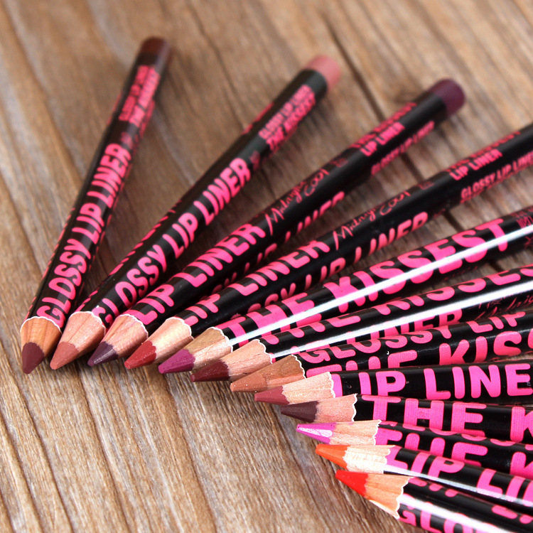 跨境彩妆 午夜酷黑防水唇线笔 修饰唇部裸色唇笔 持久不脱色1625