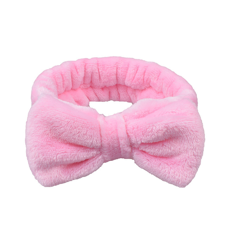 New Korean Style Internet Celebrity Women's Bow Hair Band Solid Color Flannel Face Wash Makeup Apply a Facial Mask Hair Band Headband