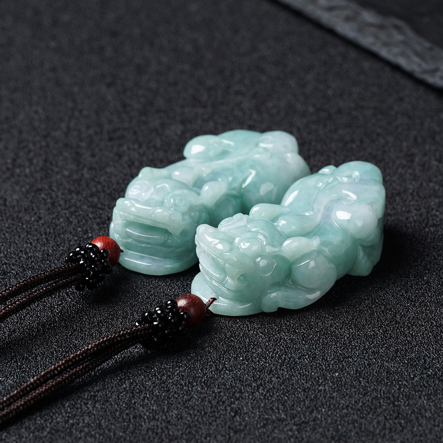 缅甸天然a货翡翠如意金钱财貔貅吊坠男女款冰种貔貅挂件带证书