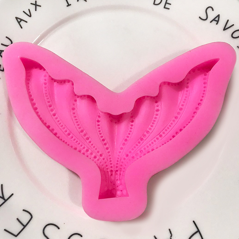 现货批发 线条美人鱼 鱼尾硅胶翻糖模 蛋糕装饰模具 手机滴胶模