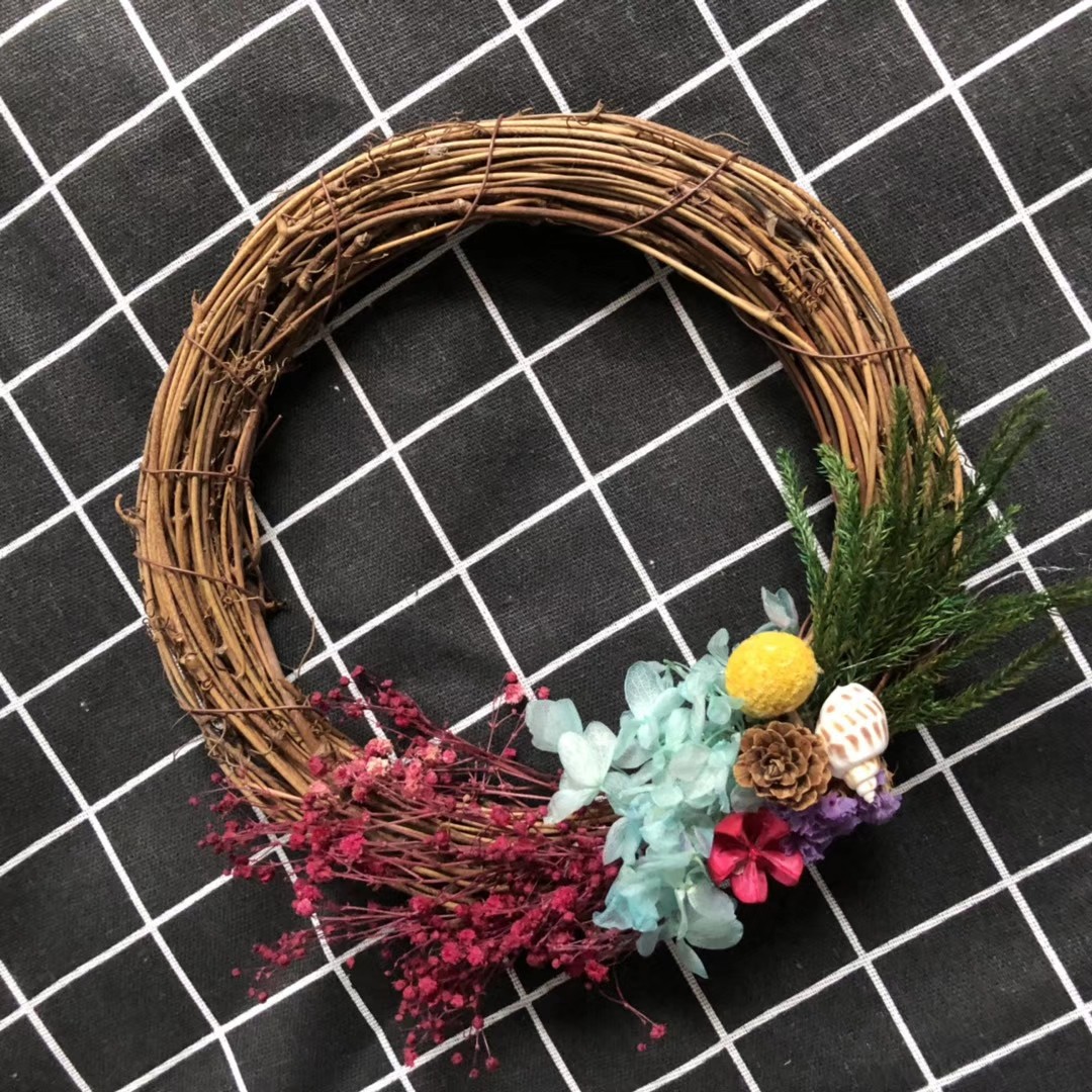 草编花环 圣诞装饰藤环藤圈 天然藤编花环礼品藤圈
