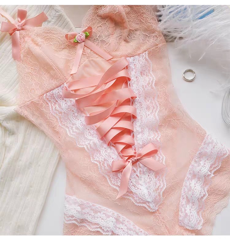 甜美少女可爱连体衣d-037橘粉内衣宫廷复古性感吊带睡衣