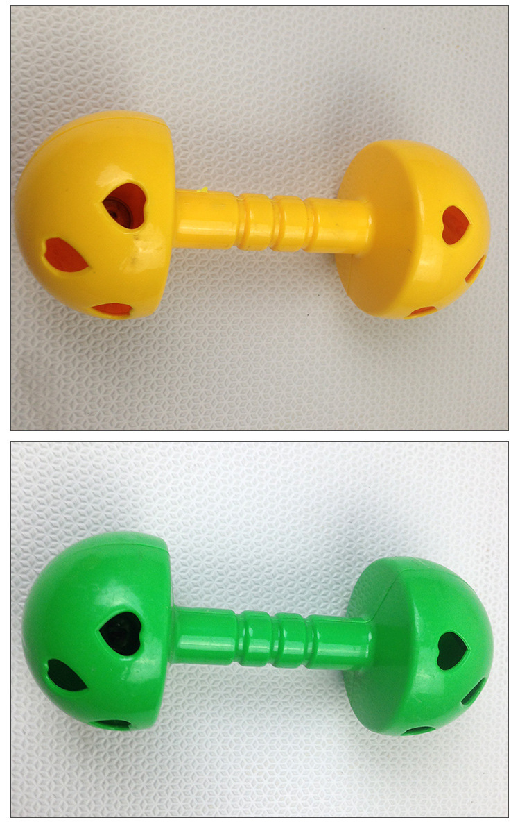 幼儿健身哑铃早操塑料哑铃 塑料爱心摇铃 幼儿园有声蘑菇哑铃
